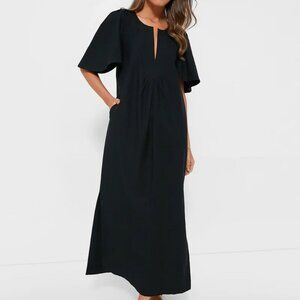 Black Finley Flutter Sleeve Maxi Dress
